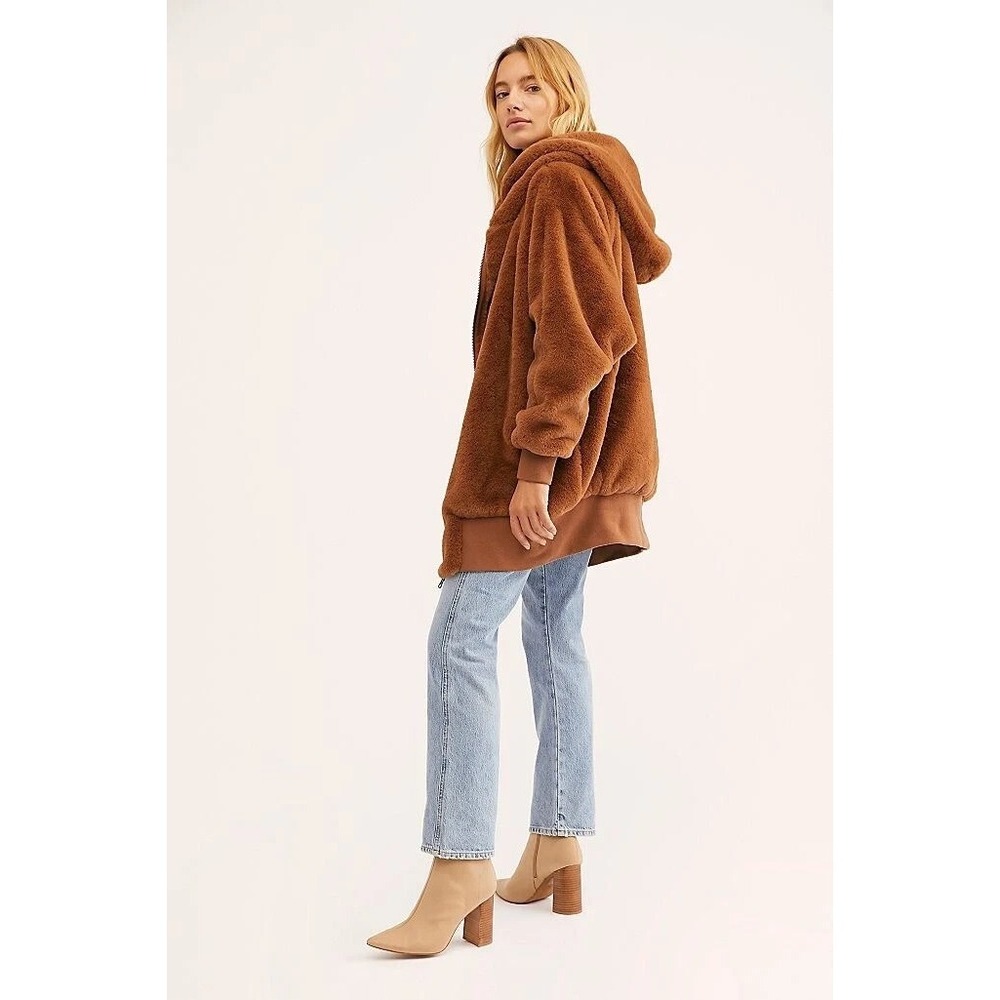 Free People Turn Up Zip Off Hoodie Teddy Polar Sz L Grunge Casual Warm Soft - Picture 2 of 12